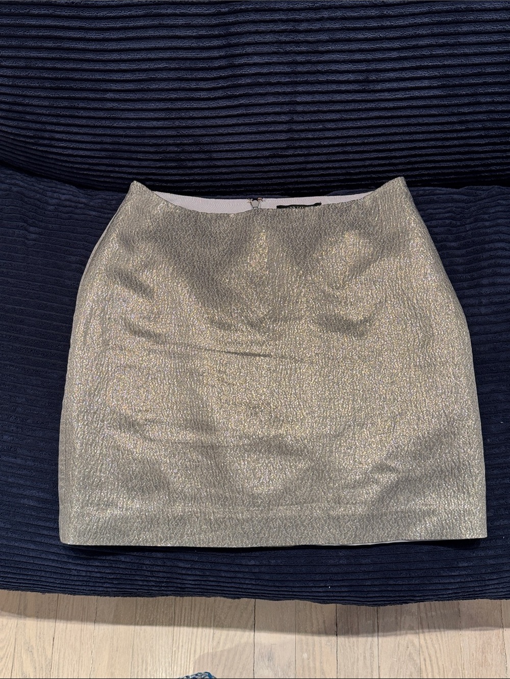 Ann Taylor Shimmery Silver-Tone Mini Skirt